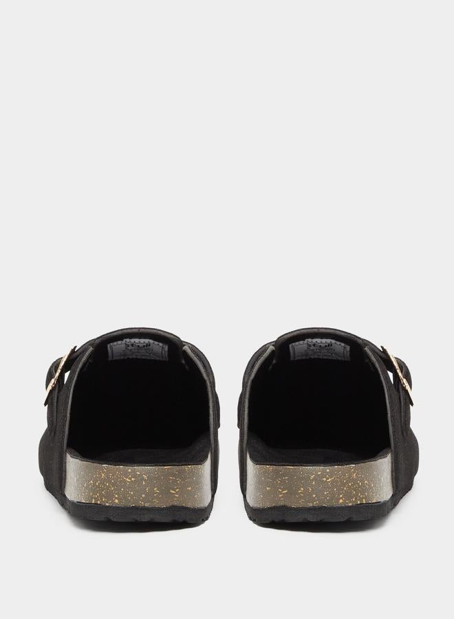 Styli Men Black Suede Comfort Mules with Buckle - Image 4